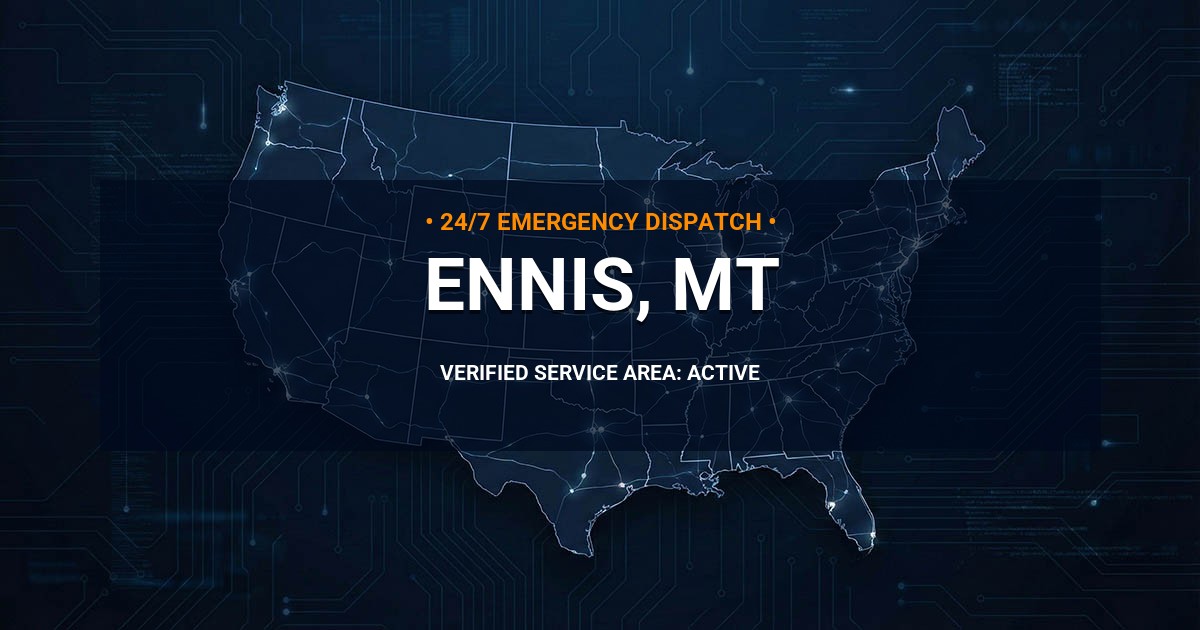 Emergency Plumbing Dispatch Map for Plumbing Services: Ennis, MT