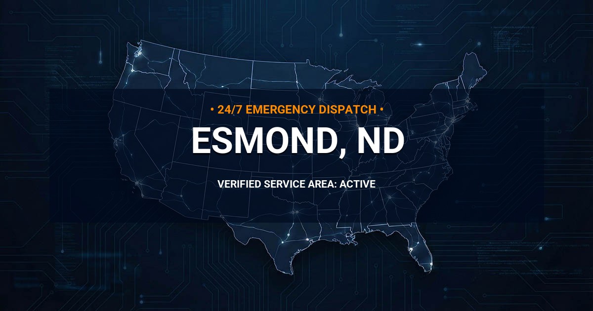 Emergency Plumbing Dispatch Map for Plumbing Services: Esmond, ND