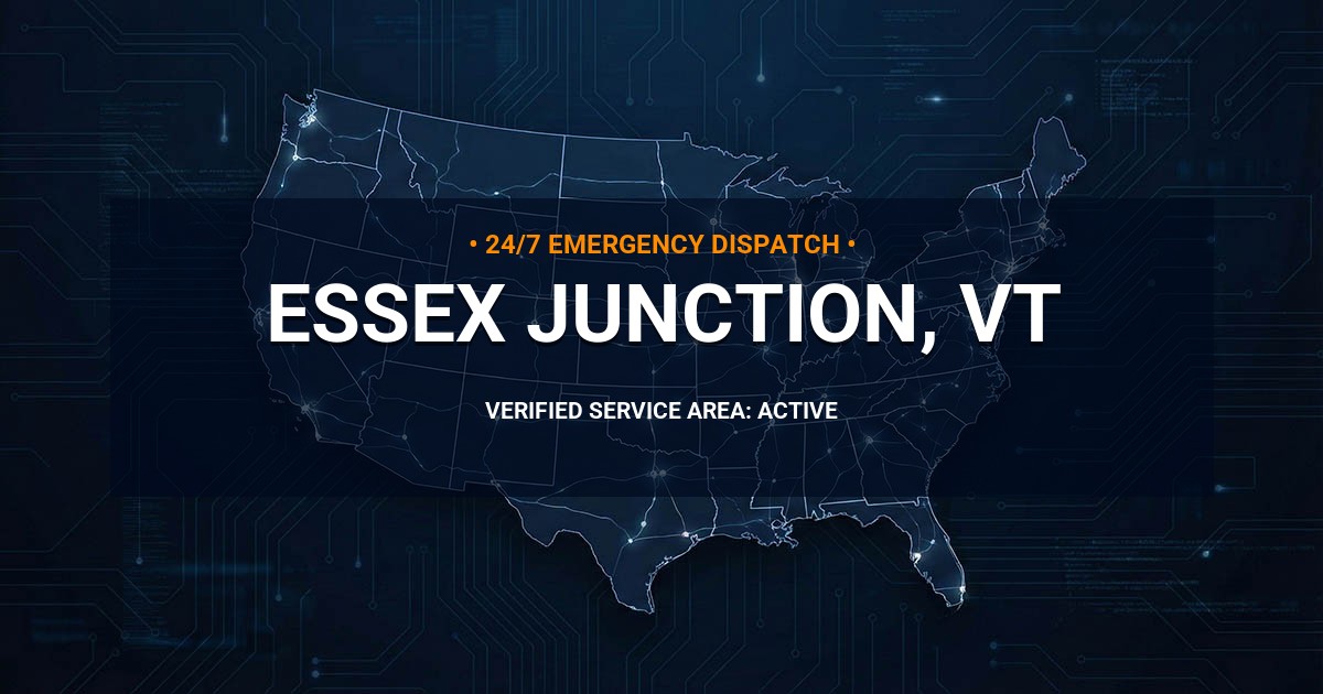 Emergency Plumbing Dispatch Map for Plumbing Services: Essex Junction, VT