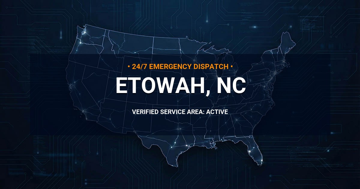 Emergency Plumbing Dispatch Map for Plumbing Services: Etowah, NC