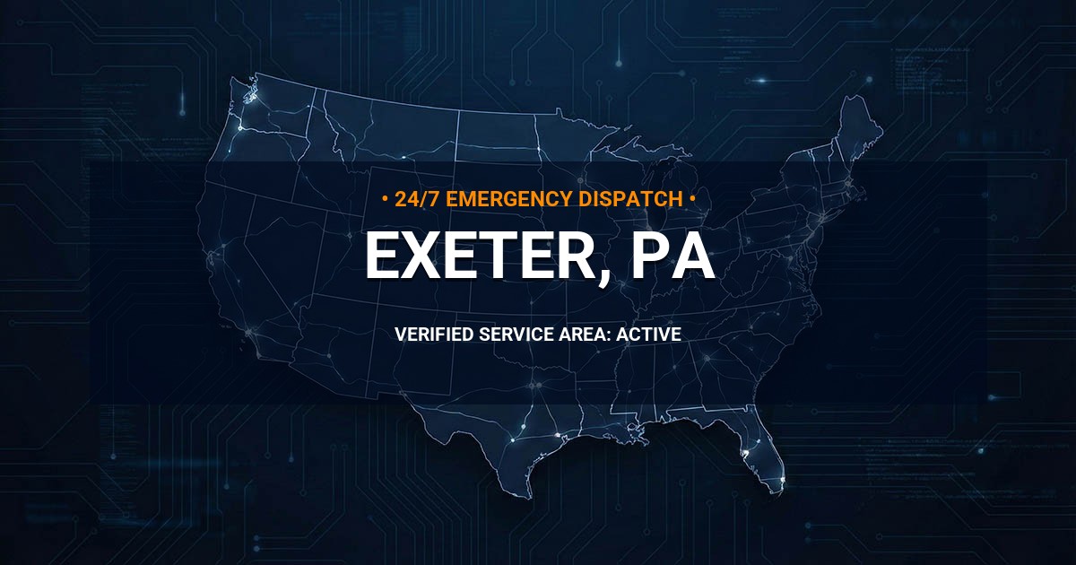 Emergency Plumbing Dispatch Map for Plumbing Services: Exeter, PA