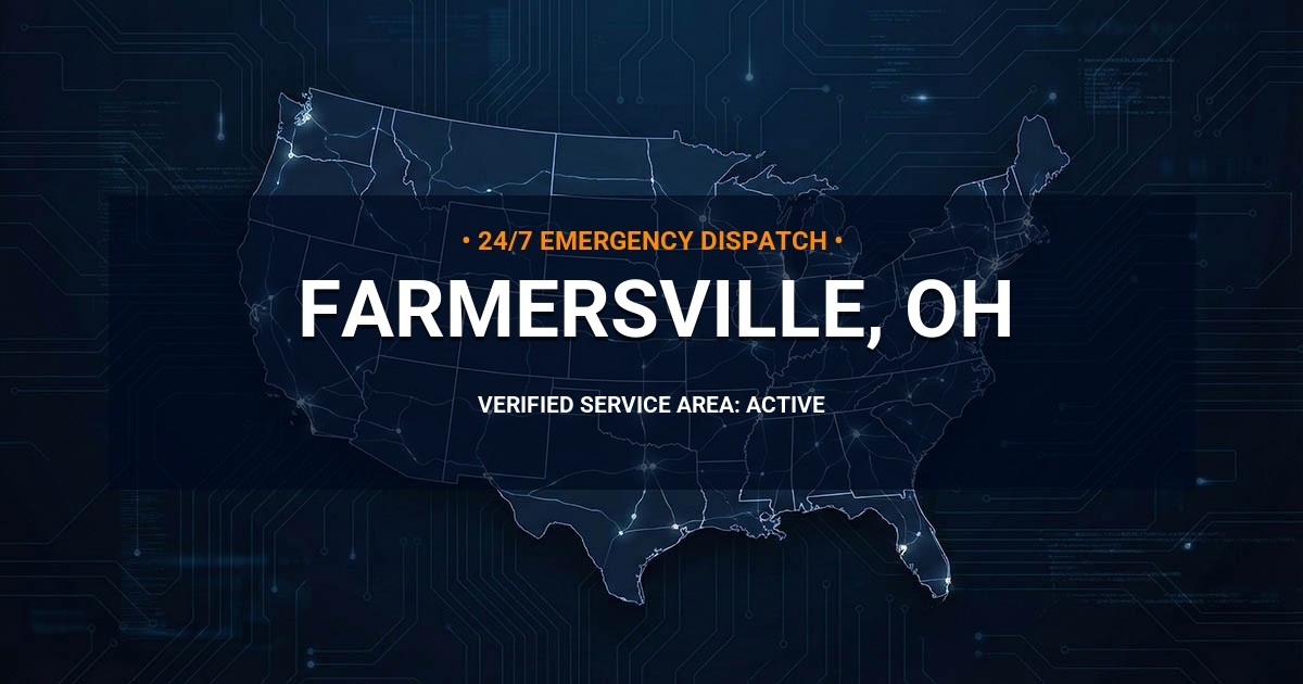 Emergency Plumbing Dispatch Map for Plumbing Services: Farmersville, OH