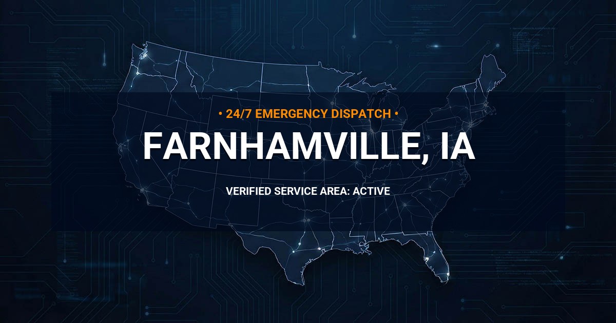 Emergency Plumbing Dispatch Map for Plumbing Services: Farnhamville, IA