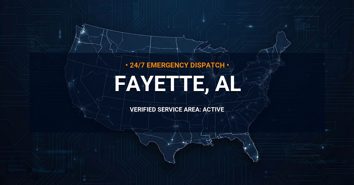 Emergency Plumbing Dispatch Map for Plumbing Services: Fayette, AL