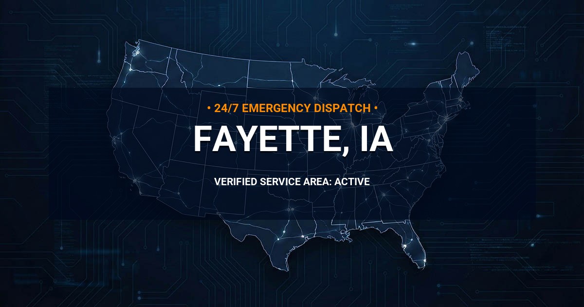 Emergency Plumbing Dispatch Map for Plumbing Services: Fayette, IA