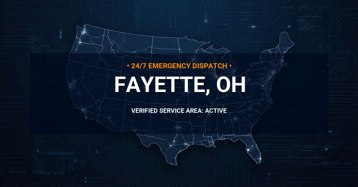 Emergency Plumbing Dispatch Map for Plumbing Services: Fayette, OH