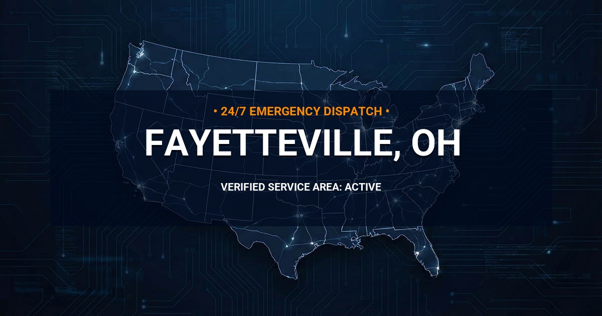 Emergency Plumbing Dispatch Map for Plumbing Services: Fayetteville, OH