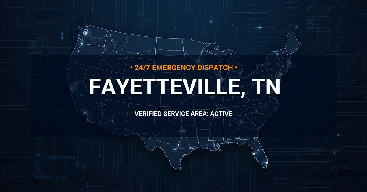 Emergency Plumbing Dispatch Map for Plumbing Services: Fayetteville, TN
