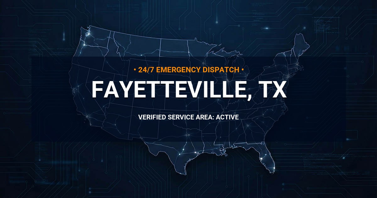 Emergency Plumbing Dispatch Map for Plumbing Services: Fayetteville, TX