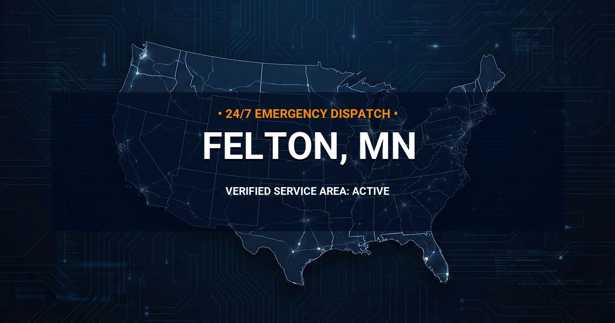 Emergency Plumbing Dispatch Map for Plumbing Services: Felton, MN