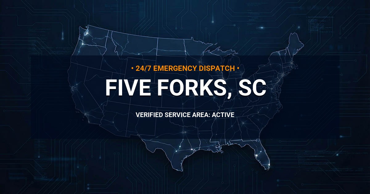 Emergency Plumbing Dispatch Map for Plumbing Services: Five Forks, SC