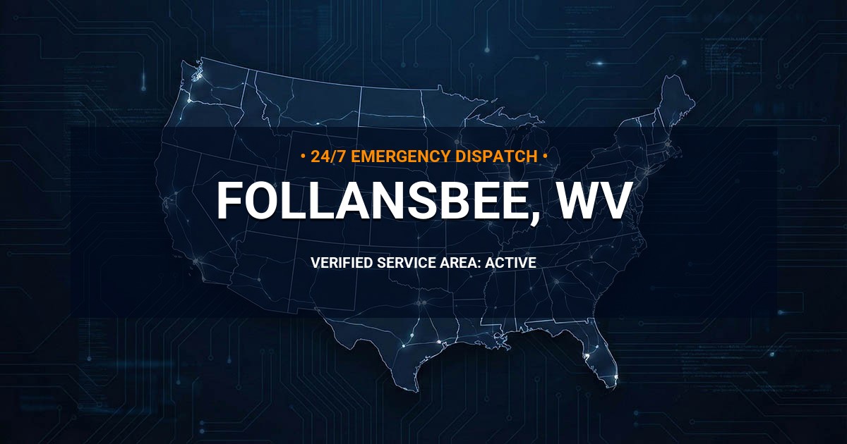 Emergency Plumbing Dispatch Map for Plumbing Services: Follansbee, WV