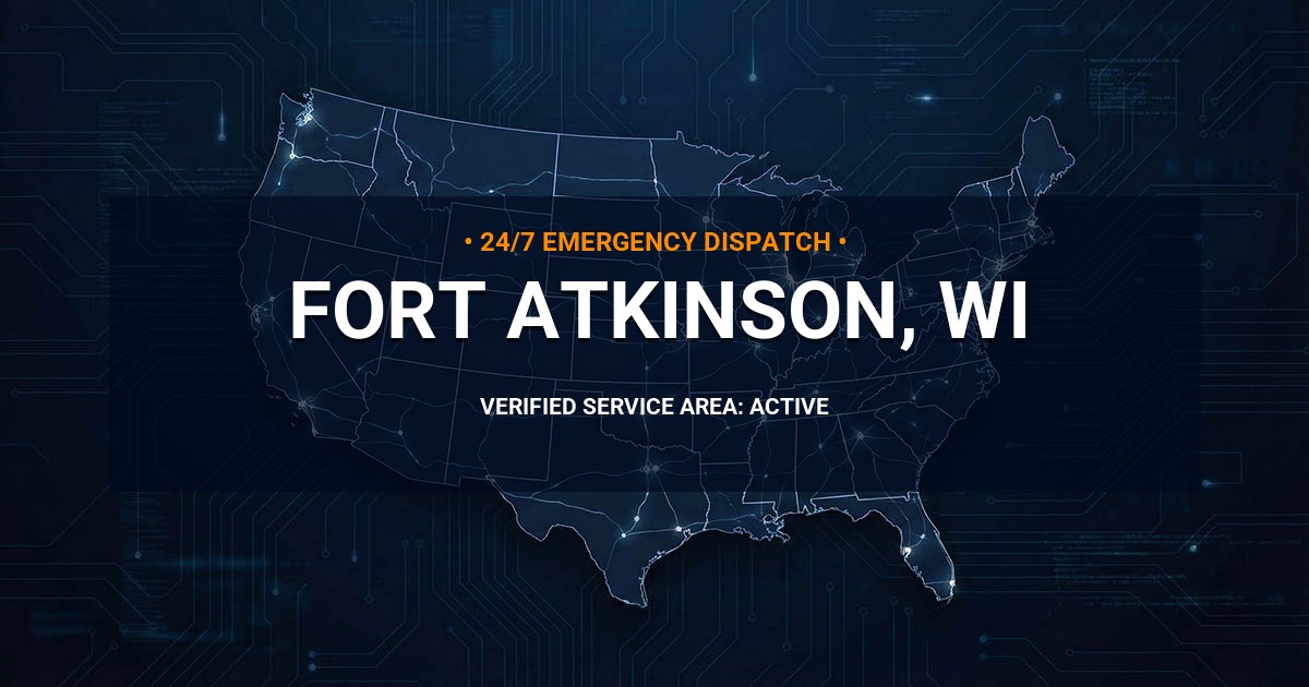 Emergency Plumbing Dispatch Map for Plumbing Services: Fort Atkinson, WI