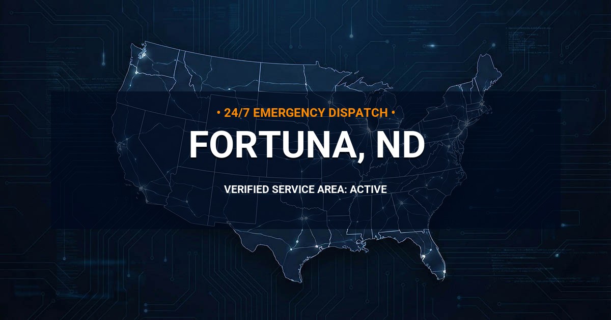 Emergency Plumbing Dispatch Map for Plumbing Services: Fortuna, ND