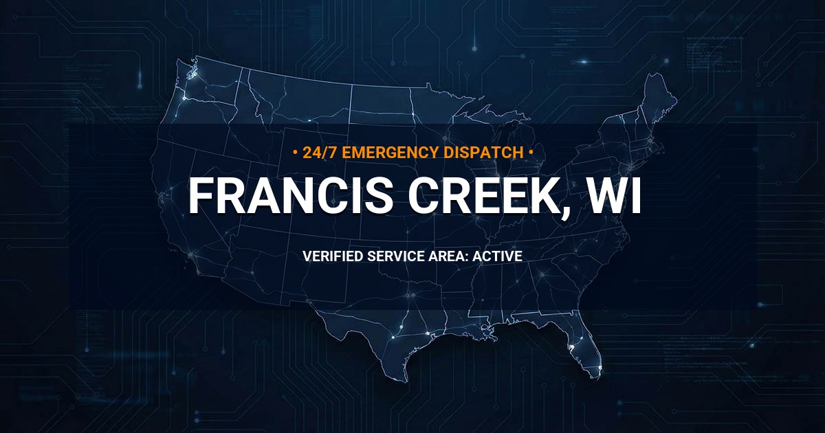 Emergency Plumbing Dispatch Map for Plumbing Services: Francis Creek, WI