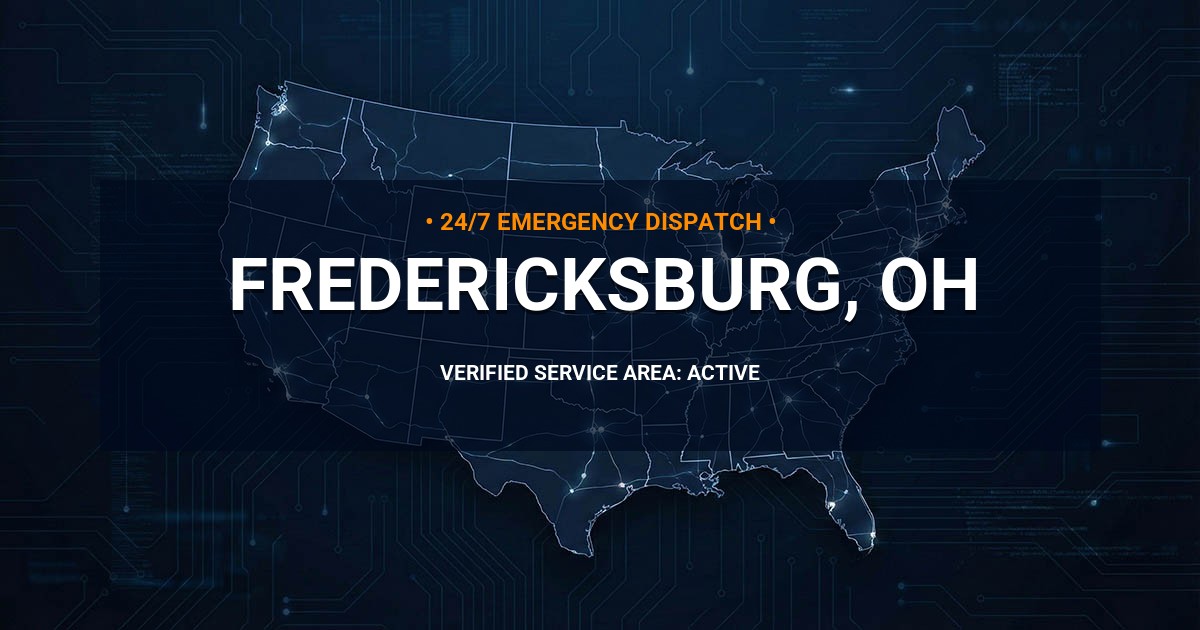Emergency Plumbing Dispatch Map for Plumbing Services: Fredericksburg, OH