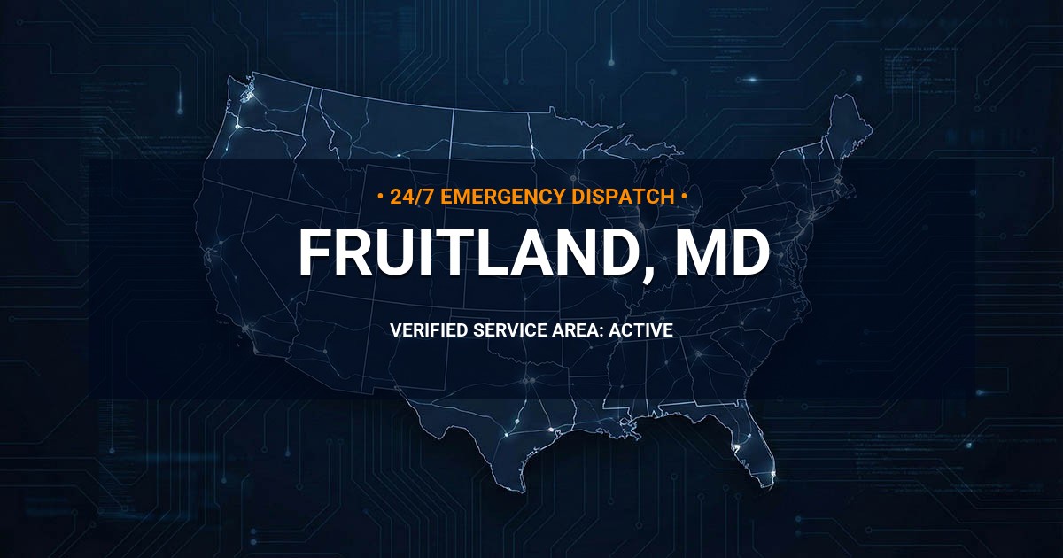 Emergency Plumbing Dispatch Map for Plumbing Services: Fruitland, MD