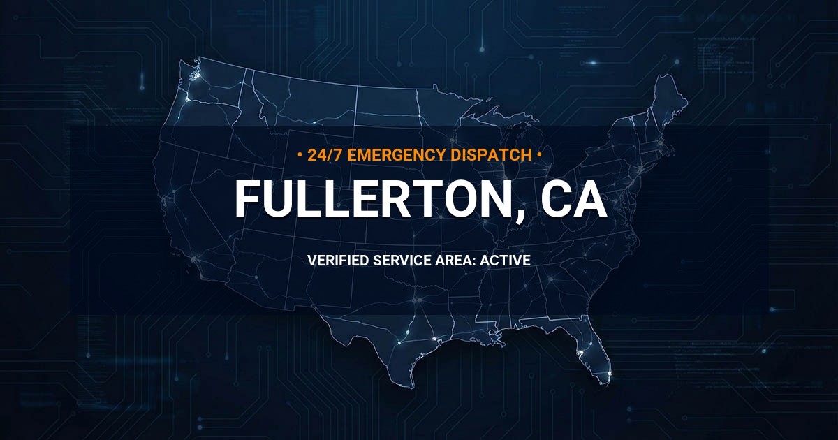 Emergency Plumbing Dispatch Map for Plumbing Services: Fullerton, CA