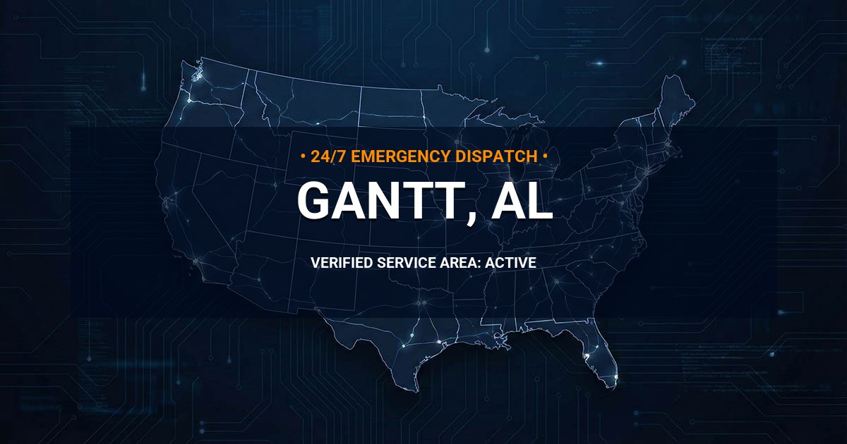 Emergency Plumbing Dispatch Map for Plumbing Services: Gantt, AL