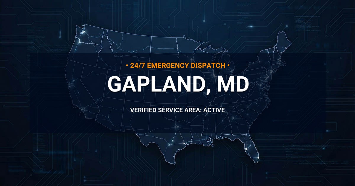 Emergency Plumbing Dispatch Map for Plumbing Services: Gapland, MD