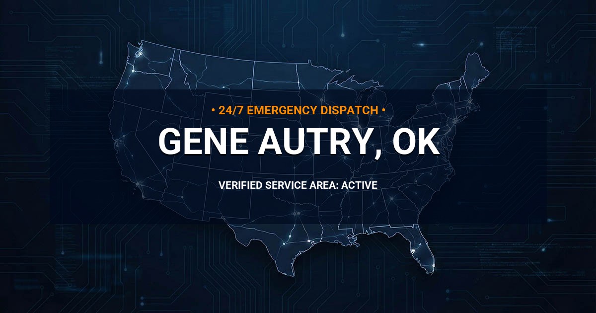 Emergency Plumbing Dispatch Map for Plumbing Services: Gene Autry, OK