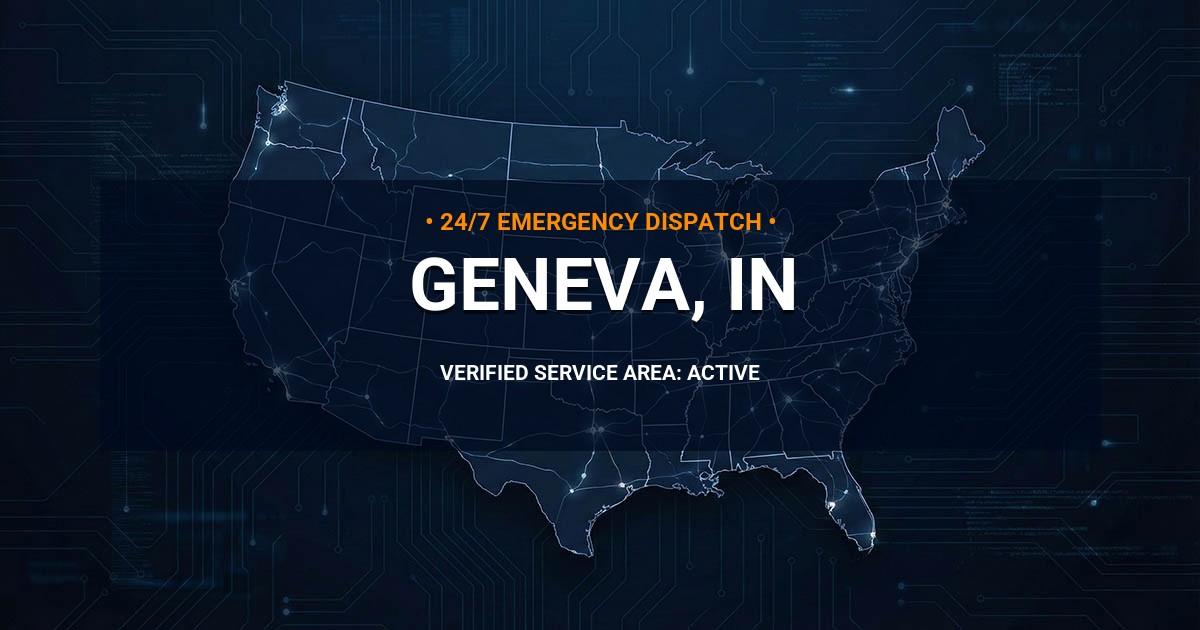 Emergency Plumbing Dispatch Map for Plumbing Services: Geneva, IN
