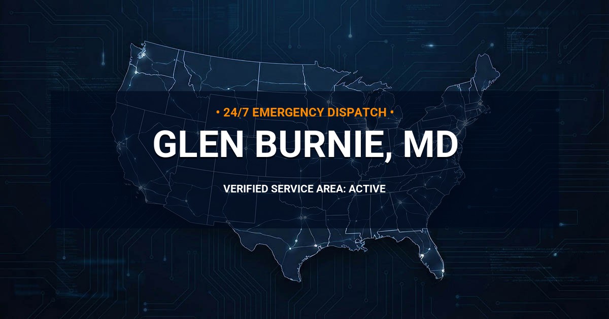Emergency Plumbing Dispatch Map for Plumbing Services: Glen Burnie, MD