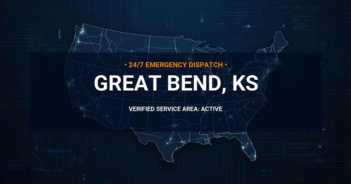 Emergency Plumbing Dispatch Map for Plumbing Services: Great Bend, KS