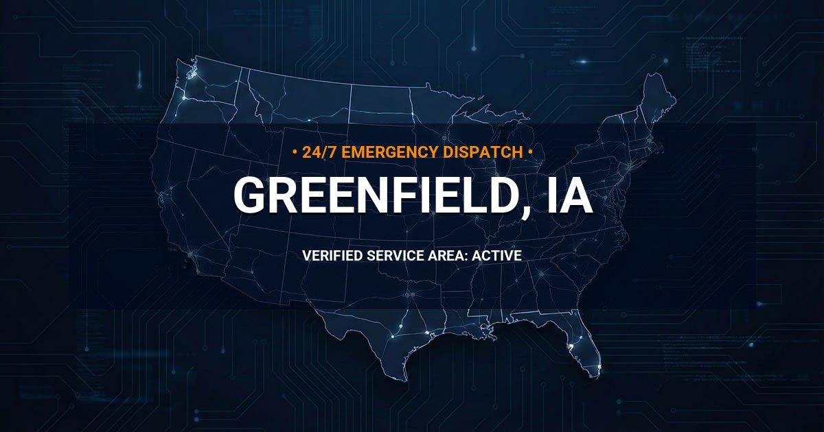 Emergency Plumbing Dispatch Map for Plumbing Services: Greenfield, IA