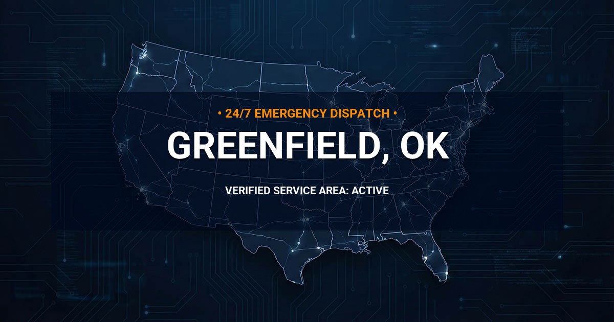 Emergency Plumbing Dispatch Map for Plumbing Services: Greenfield, OK