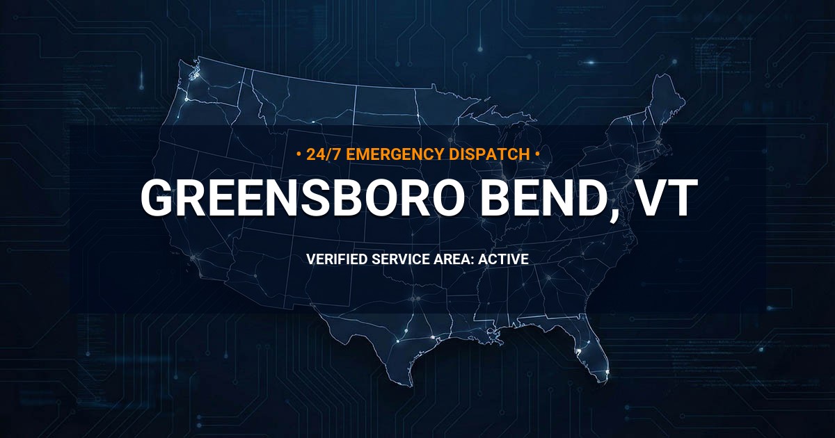 Emergency Plumbing Dispatch Map for Plumbing Services: Greensboro Bend, VT