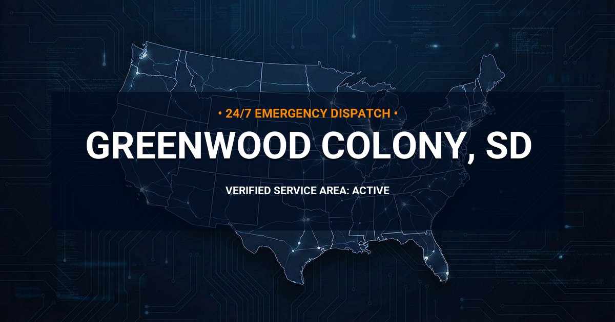 Emergency Plumbing Dispatch Map for Plumbing Services: Greenwood Colony, SD