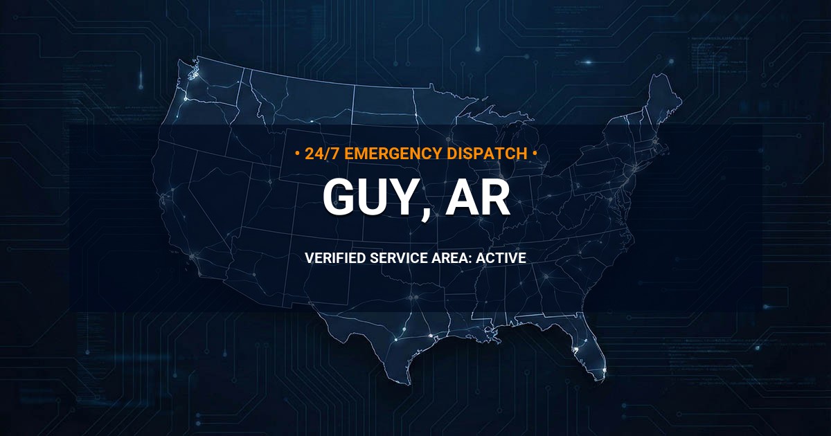 Emergency Plumbing Dispatch Map for Plumbing Services: Guy, AR