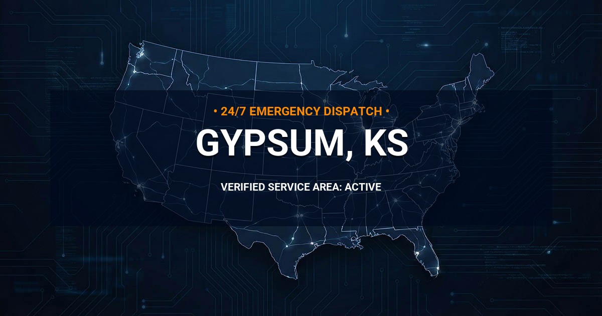 Emergency Plumbing Dispatch Map for Plumbing Services: Gypsum, KS