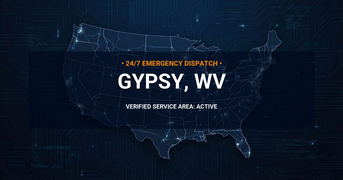 Emergency Plumbing Dispatch Map for Plumbing Services: Gypsy, WV