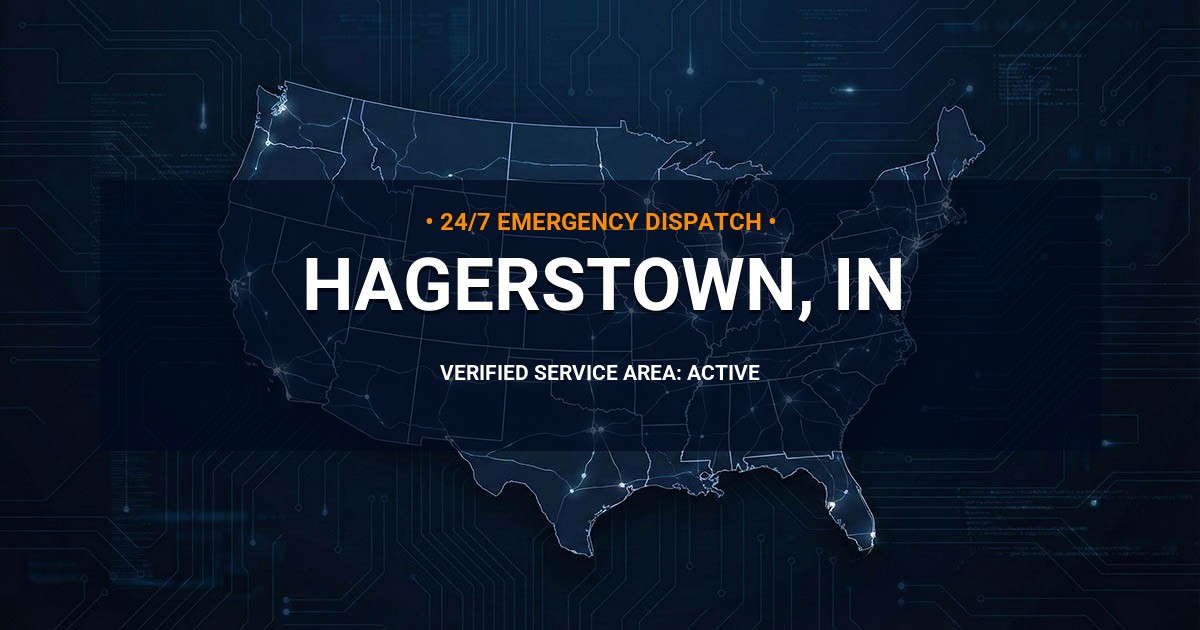 Emergency Plumbing Dispatch Map for Plumbing Services: Hagerstown, IN