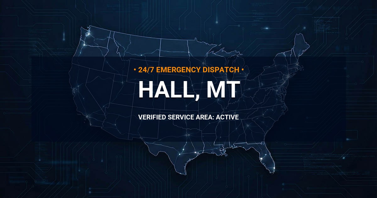 Emergency Plumbing Dispatch Map for Plumbing Services: Hall, MT