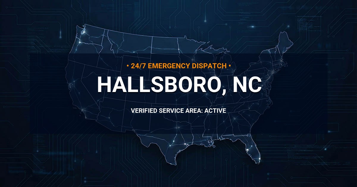 Emergency Plumbing Dispatch Map for Plumbing Services: Hallsboro, NC