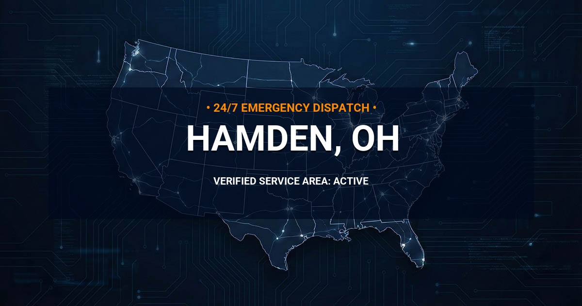 Emergency Plumbing Dispatch Map for Plumbing Services: Hamden, OH