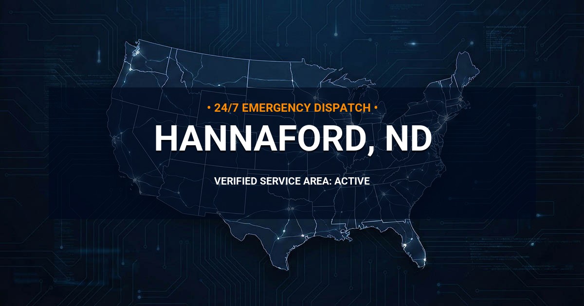Emergency Plumbing Dispatch Map for Plumbing Services: Hannaford, ND