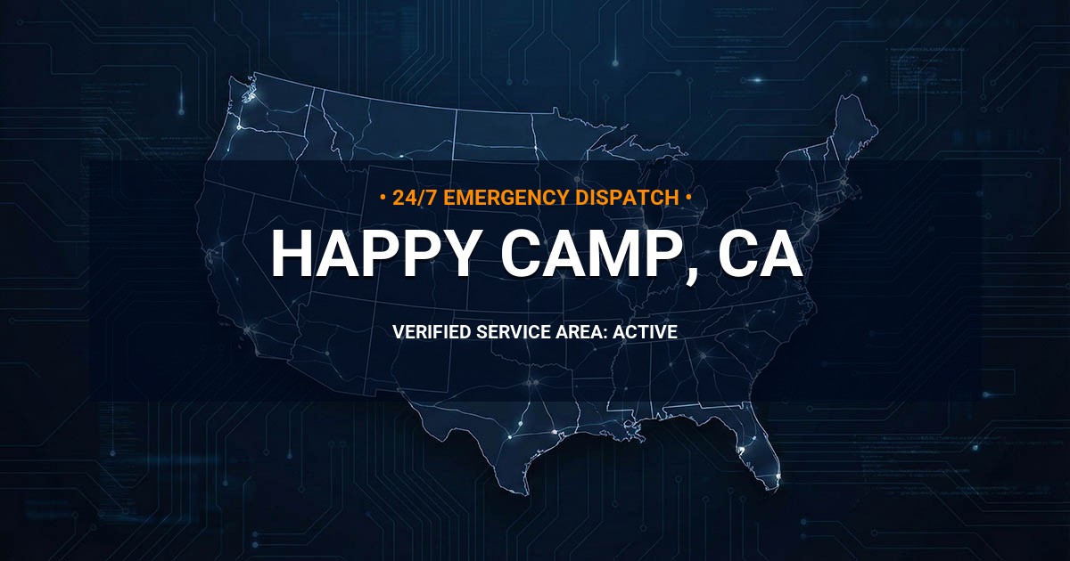 Emergency Plumbing Dispatch Map for Plumbing Services: Happy Camp, CA