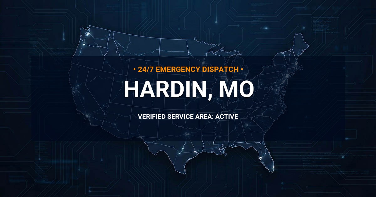Emergency Plumbing Dispatch Map for Plumbing Services: Hardin, MO