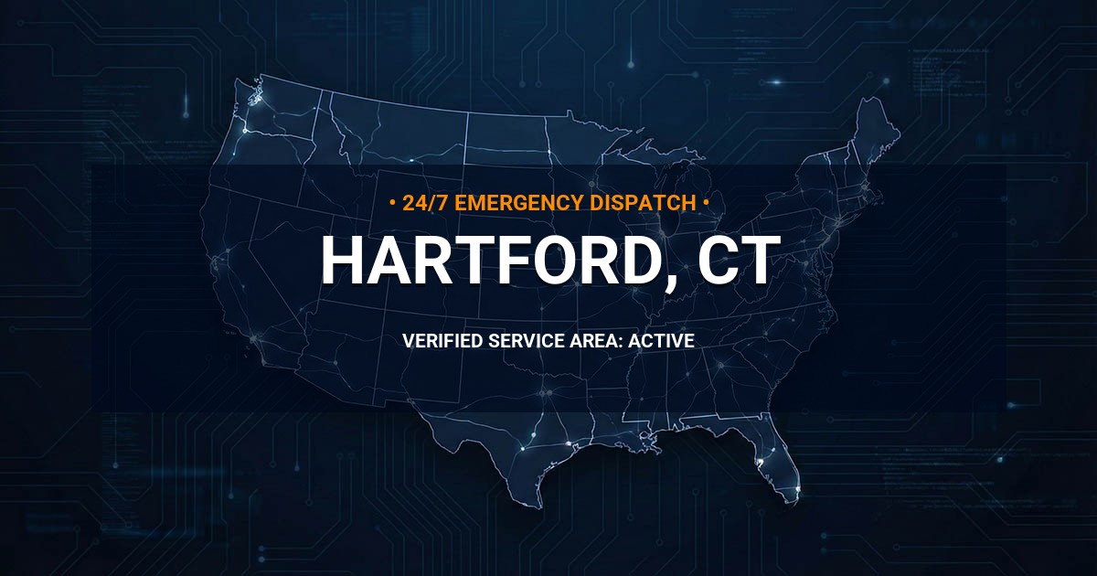 Emergency Plumbing Dispatch Map for Plumbing Services: Hartford, CT
