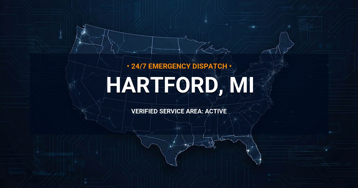 Emergency Plumbing Dispatch Map for Plumbing Services: Hartford, MI