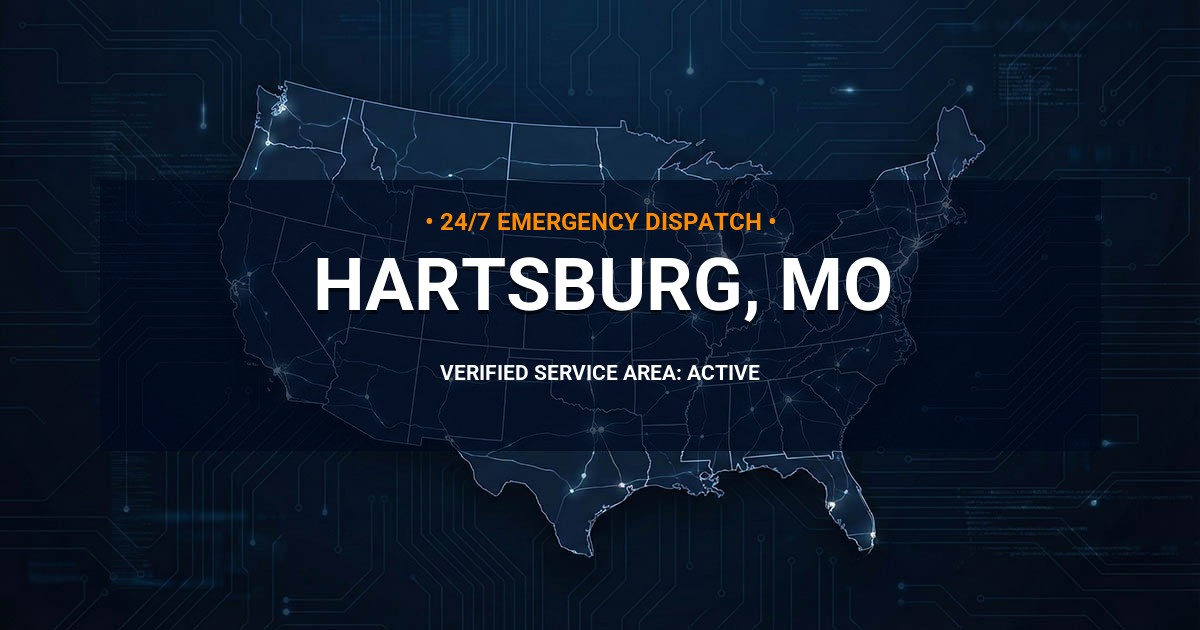 Emergency Plumbing Dispatch Map for Plumbing Services: Hartsburg, MO