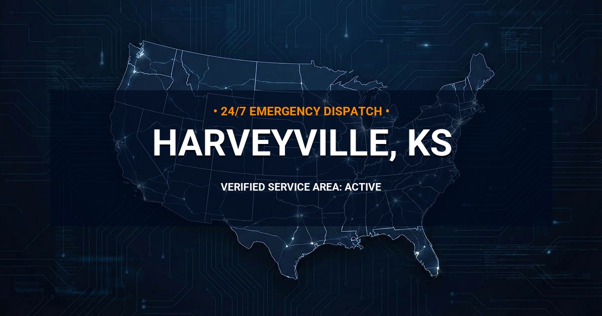 Emergency Plumbing Dispatch Map for Plumbing Services: Harveyville, KS