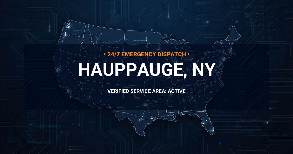 Emergency Plumbing Dispatch Map for Plumbing Services: Hauppauge, NY
