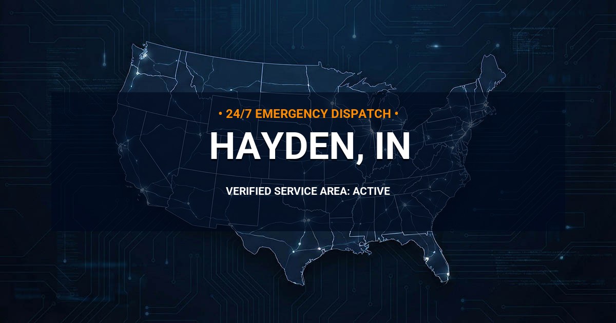 Emergency Plumbing Dispatch Map for Plumbing Services: Hayden, IN