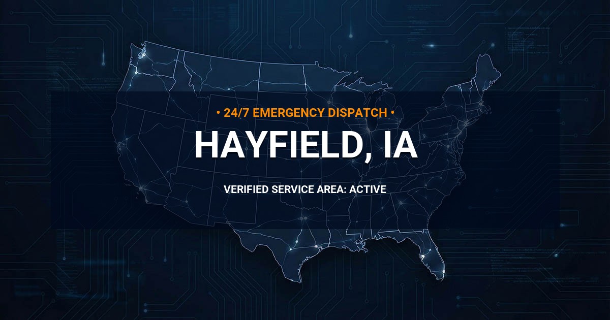 Emergency Plumbing Dispatch Map for Plumbing Services: Hayfield, IA