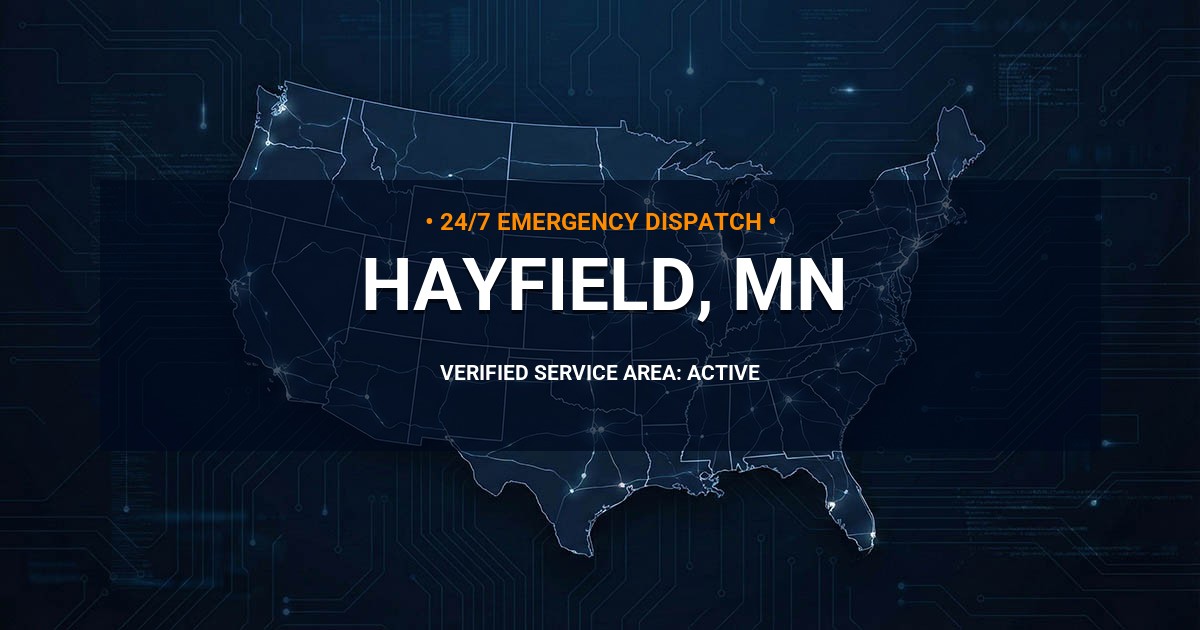 Emergency Plumbing Dispatch Map for Plumbing Services: Hayfield, MN